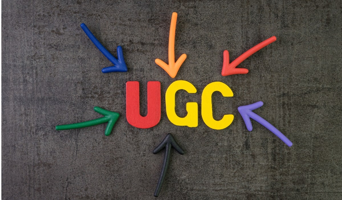 Clay arrows pointing to the letters UGC - representing user generated content