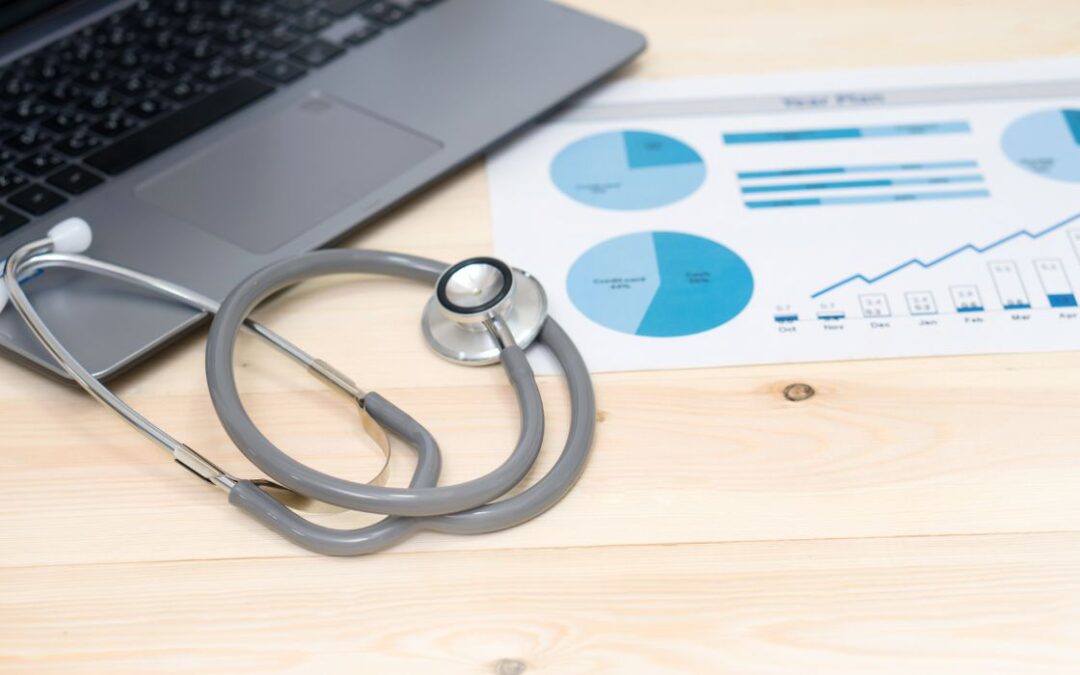 Zen 9 Marketing Healthcare Digital Marketing picture of a laptop, stethoscope, and marketing analytics