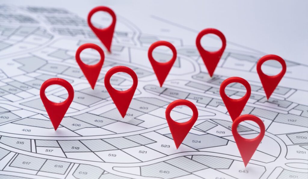 Zen 9 Marketing Local SEO for Contractors local map representation with location pins