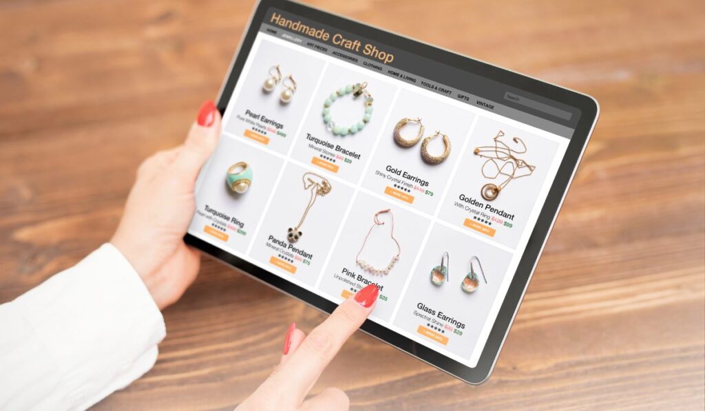 Zen 9 Marketing Marketing and SEO for Jewelers person looking at a jewelry website on a tablet