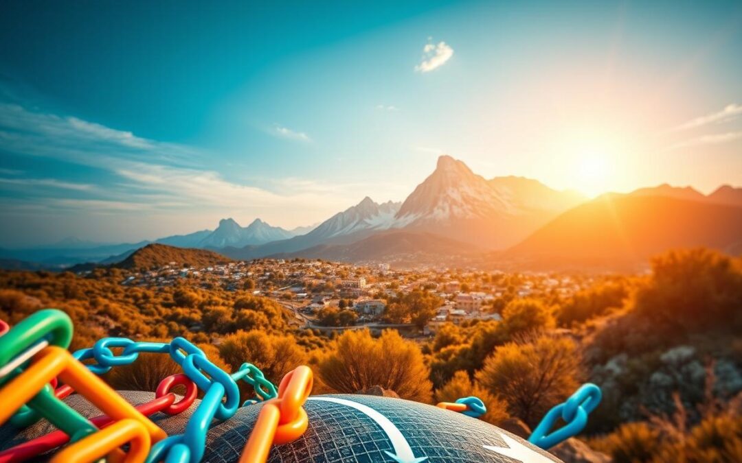 Google colored chain going round the landscape